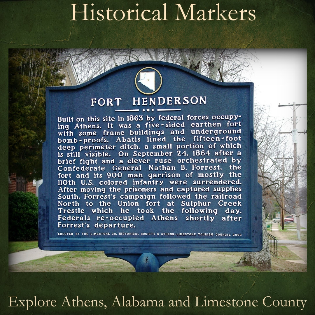 Fort Henderson marker in Athens Alabama